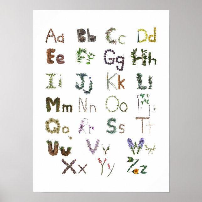 Affiche Woodland kids ABC Alphabet Children's Wall Art (Devant)