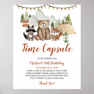Affiche Woodland One Happy Camper Birthday Time Capsule