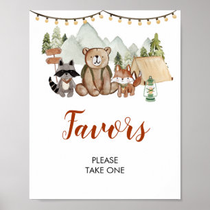 Affiche Woodland One Happy Camper First Birthday Faveurs