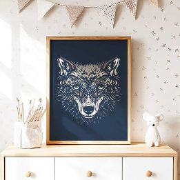 Affiche Woodland Wolf Nursery Wall Art Print Nursery Decor