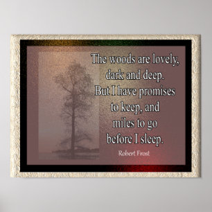 Affiche Woods are lovely- Robert Frost quote - art print