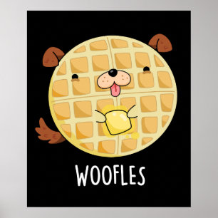 Affiche Woofles Doggy Doggy Waffle Pun Dark BG