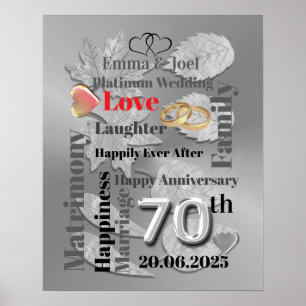 Affiche Word personnalisé Art 70e anniversaire mariage