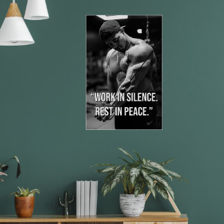 Affiche Work in Silence Rest in Peace Gym Motivation Quote