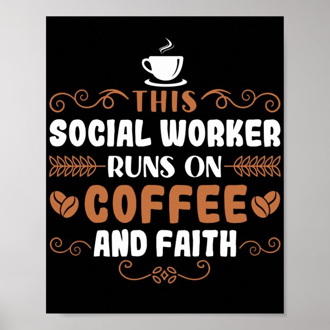 Affiche Worker social This Social Worker Runs On Coffee (Devant)