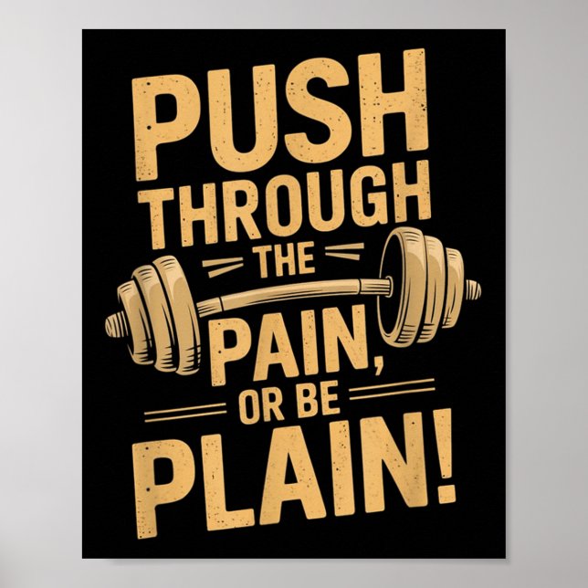 Affiche Workout Motivation Quote - Puhrough The Pain  (Devant)