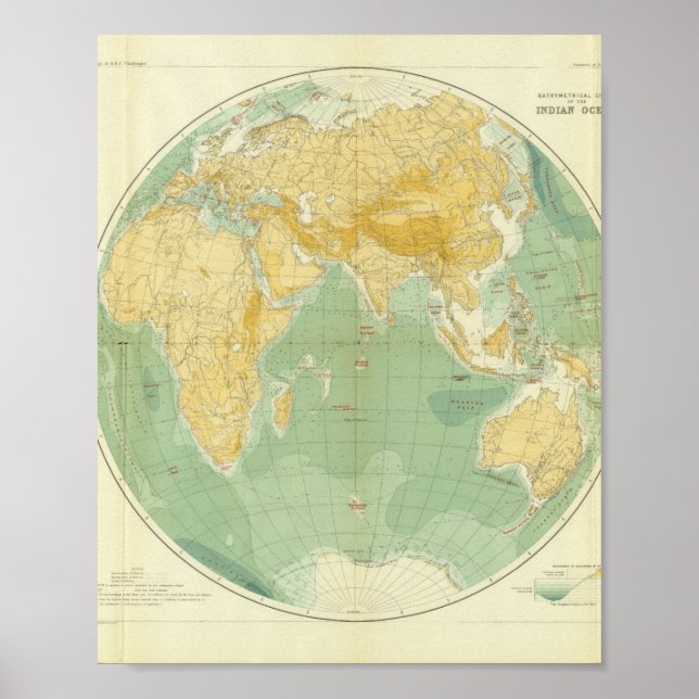 Affiche World Map Indian Ocean, Europe, Asia, Africa (Devant)