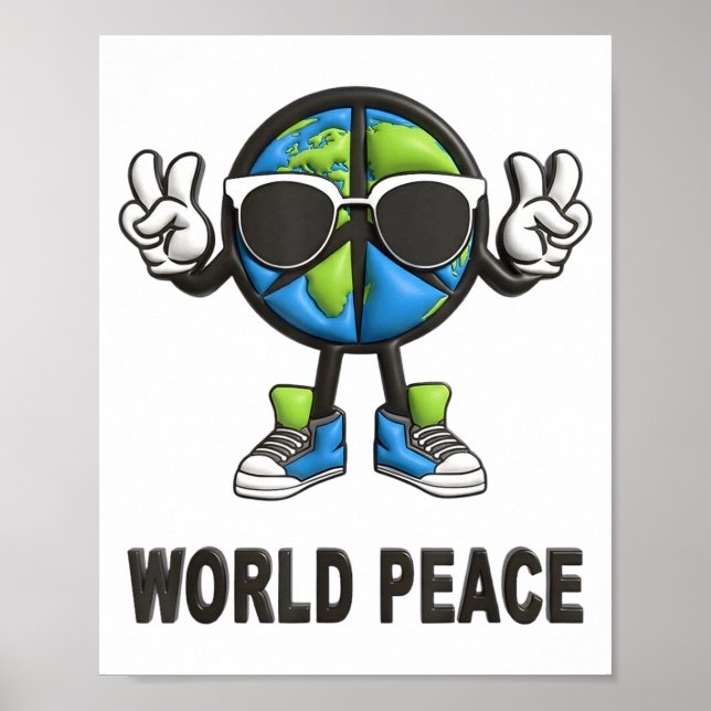 Affiche World Peace On Earth Shirt Global Love Peace Sign  (Devant)