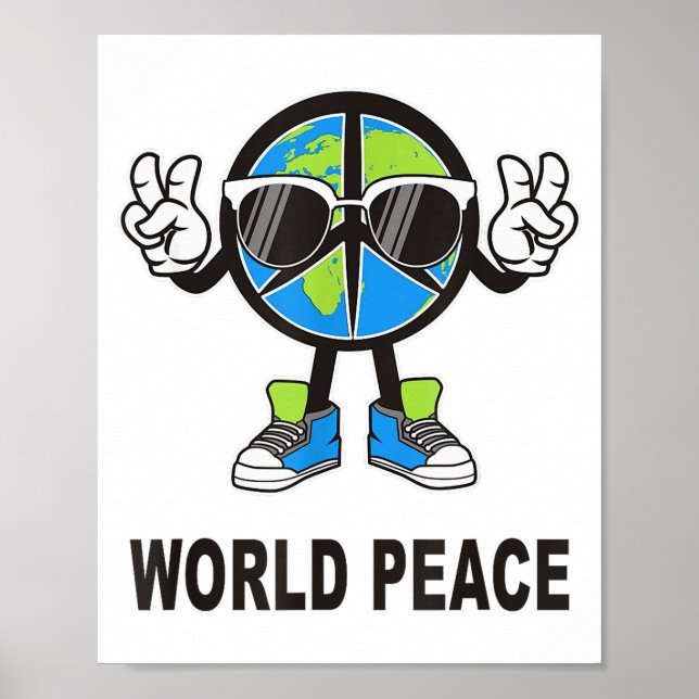 Affiche World Peace On Earth Shirt Global Love Peace Sign  (Devant)