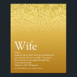Affiche World's Best Ever Wife Definition Gold Glitter Fun<br><div class="desc">With gold glitter falling across a gold background,  you can personalise for your wife to create a unique wedding,  valentine,  Christmas or birthday gift. A perfect way to show her how amazing she is every day. Pure Gold! Designed by Thisisnotme©</div>
