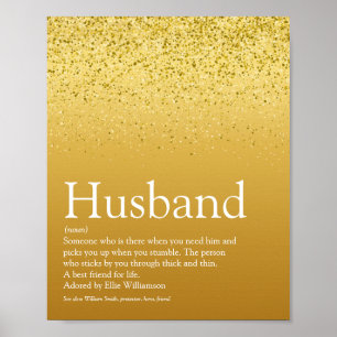 Affiche World's Best Husband Definition Gold Glitter Fun