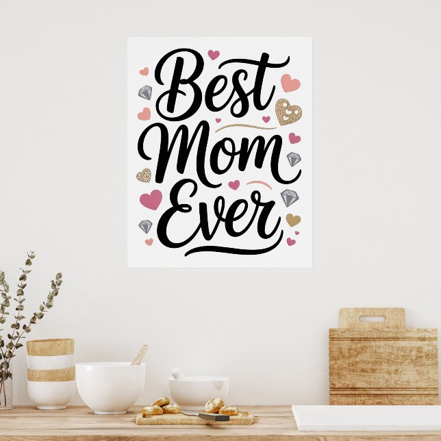 Affiche World's Best Mom Diamonds Personalized (Cuisine)