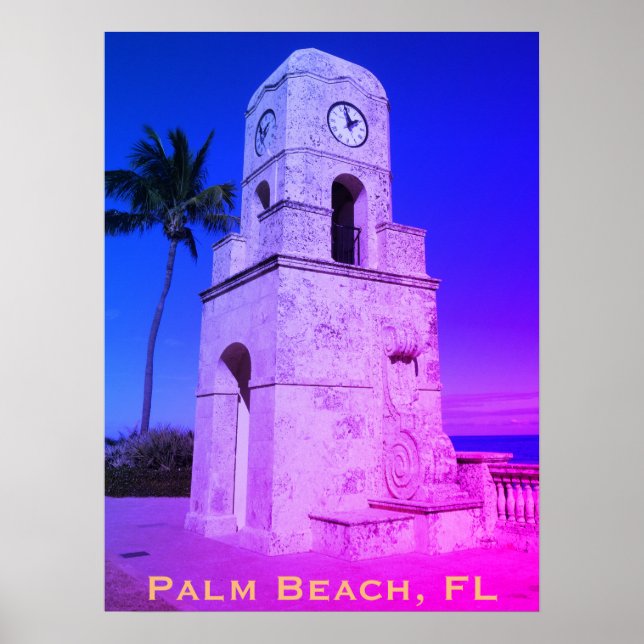 Affiche Worth Avenue Horloge Tower - Palm Beach, FL (Devant)