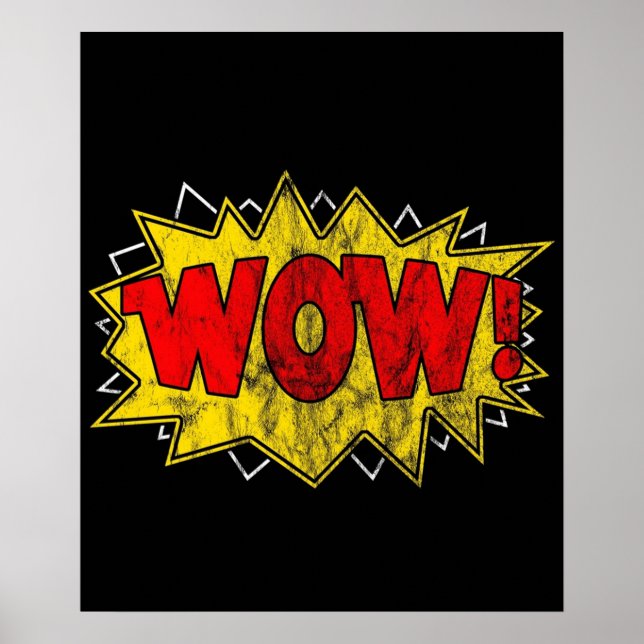 Affiche Wow Iconic Comic Drôle Livre Nerd Son Washed (Devant)
