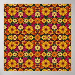 Affiche Wow ! Motif floral coloré et lumineux.