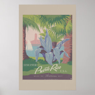 Affiche WPA930s Découvrez Porto Rico États-Unis Vintage Ca