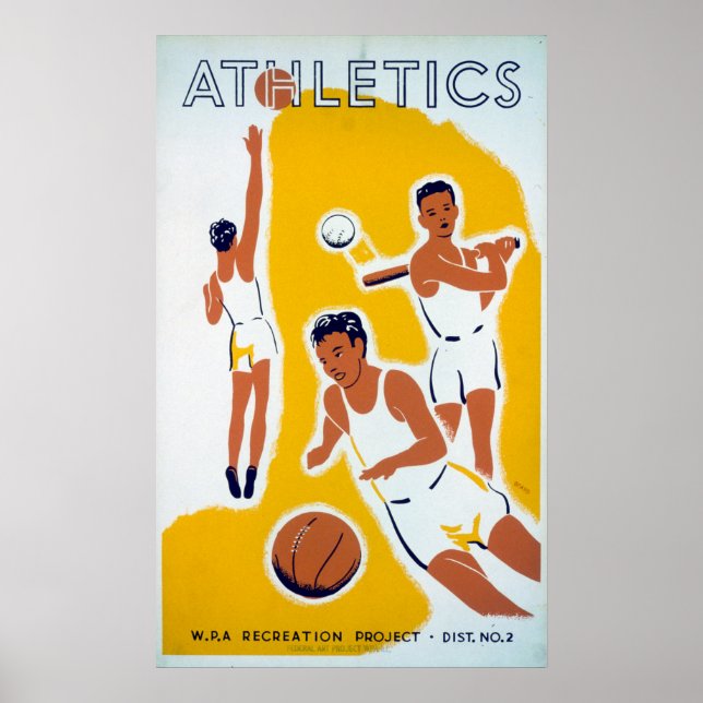 Affiche WPA Athletics vintage Baseball (Devant)