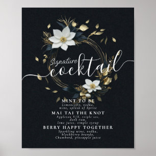 Affiche Wreath Mariage Signature Cocktails Menu Boissons
