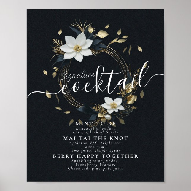 Affiche Wreath Mariage Signature Cocktails Menu Boissons (Devant)