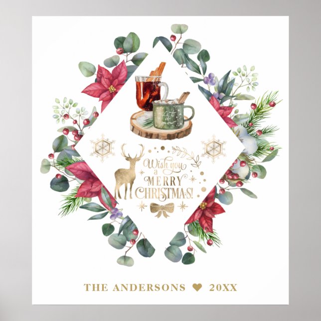 Affiche Wreath Script Winter Vous Souhaite Un Joyeux Noël (Devant)