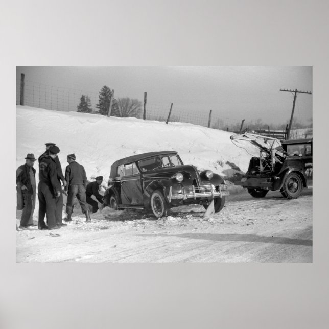 Affiche Wreck de voiture classique, 1940 (Devant)