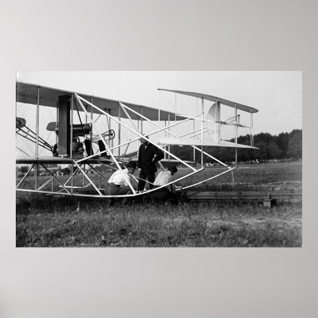 Affiche Wright Brothers Biplane sur la piste de lancement  (Devant)