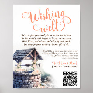 Affiche Wright QR Code Coral Peach Rose Mariage