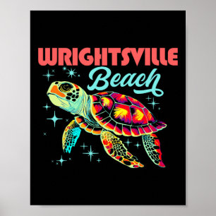 Affiche Wrightsville Beach Nc Artistic Sea Turtle Retro