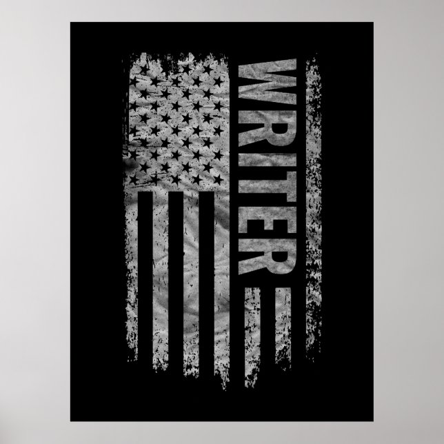 Affiche Writer USA Flag Distressed design (Devant)