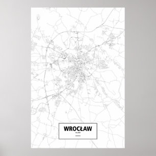 Affiche Wrocław, Pologne (noir sur blanc)