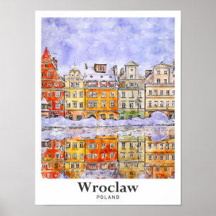 Affiche Wroclaw Pologne Voyage Aquarelle Croquis main dess