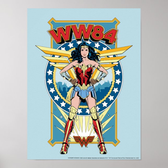 Affiche WW84 | Retro Comic Wonder Woman Badge de caractère (Devant)