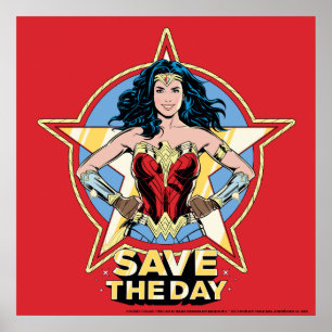 Affiche WW84   Save the Day Wonder Woman Retro Comic Art