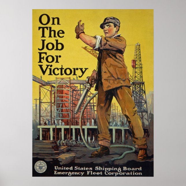 Affiche WW I ~ Sur le travail pour la victoire (Devant)