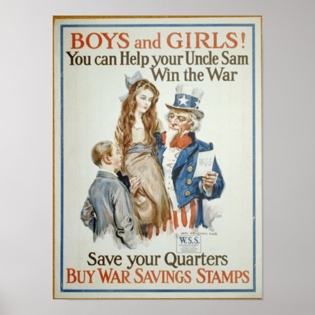 Affiche WWI Acheter Timbres Économies de guerre (Devant)