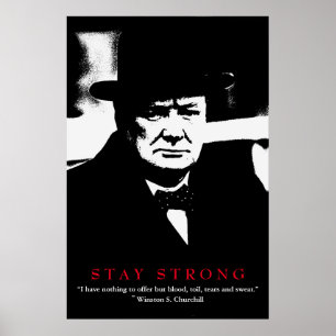 Affiche WWII Quote Winston Churchill Motivational Pop Art