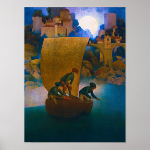 Affiche Wynken, Blynken et Nod, 1905 par Maxfield Parrish