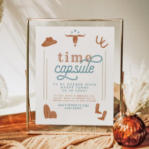 Affiche WYNONA Brûlé Orange Bleu Cowboy Temps Capsule