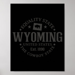 Affiche Wyoming Equality State Établie 1890 Vintage Cowboy