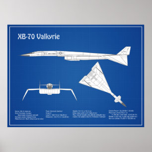 Affiche XB-70 Valkyrie - Plan de plan d'avion ABD