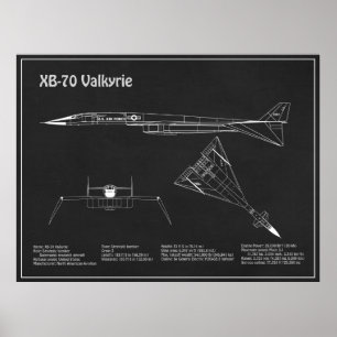 Affiche XB-70 Valkyrie - Plan directeur de l'avion PD