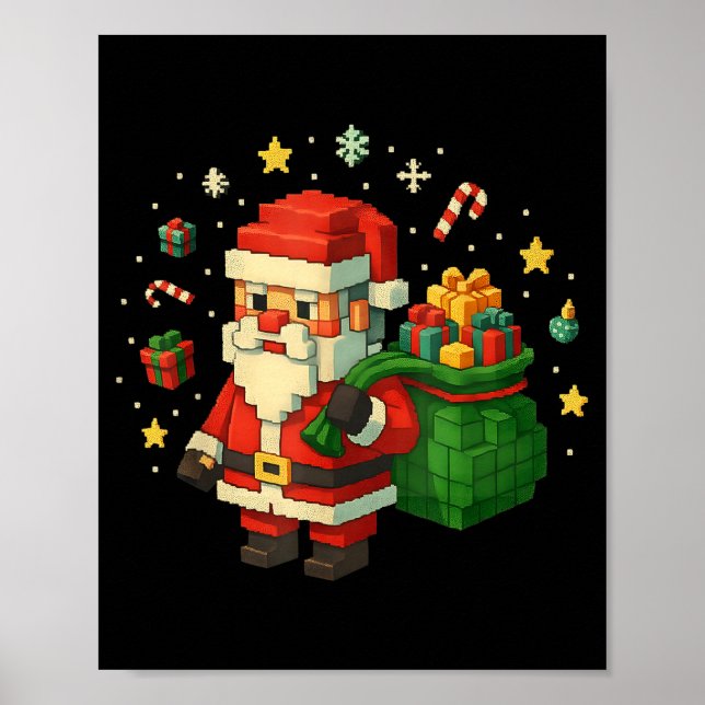 Affiche Xel Santa Claus With Retro Gamer Christmas  (Devant)