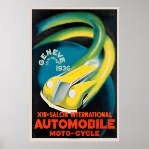 Affiche XIII Salon International de l'Auto Genève 1936 Vin