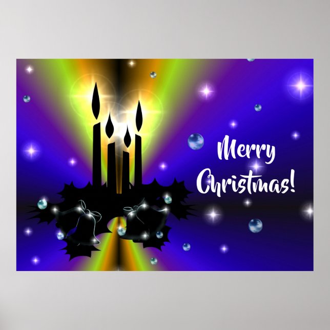 Affiche Xmas Artdeco on Purple Yellow Rainbow (Devant)