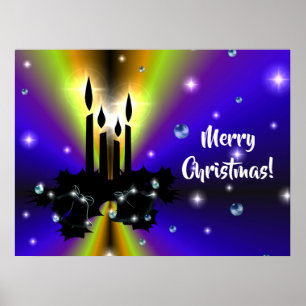 Affiche Xmas Artdeco on Purple Yellow Rainbow