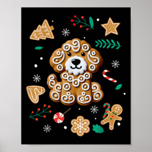 Affiche Xmas Chien pain d'épices Goldendoodle Golden Doodl
