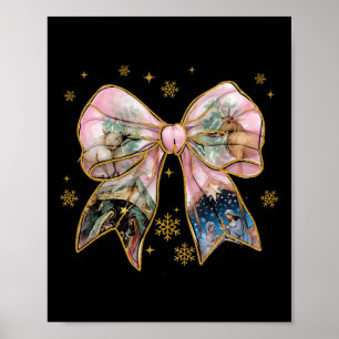 Affiche Xmas Coquette Bow Jesus Bible chrétienne Verse Nat