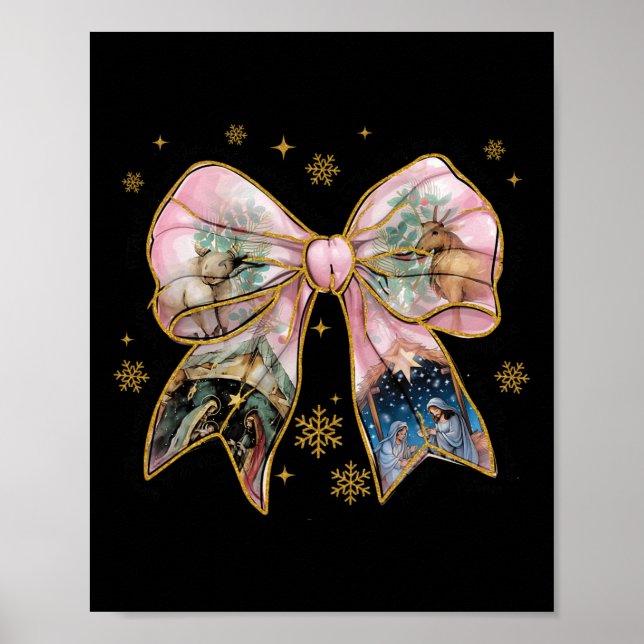 Affiche Xmas Coquette Bow Jesus Bible chrétienne Verse Nat (Devant)
