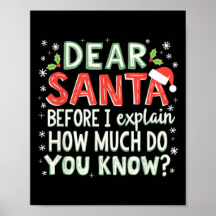Affiche Xmas Drôle Cher Père Noël Avant D'Expliquer Combie