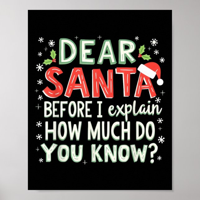 Affiche Xmas Drôle Cher Père Noël Avant D'Expliquer Combie (Devant)